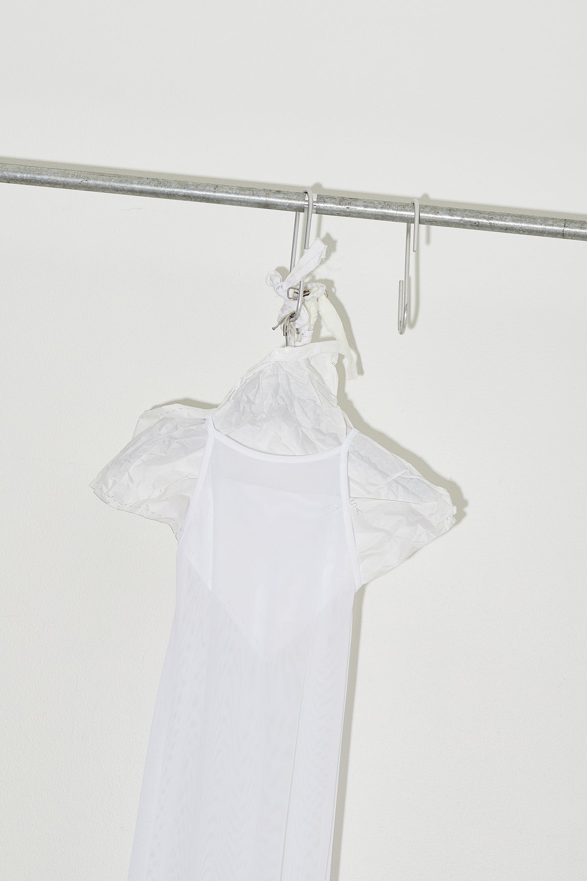 Chine Singlet Dress White Nylon Mesh