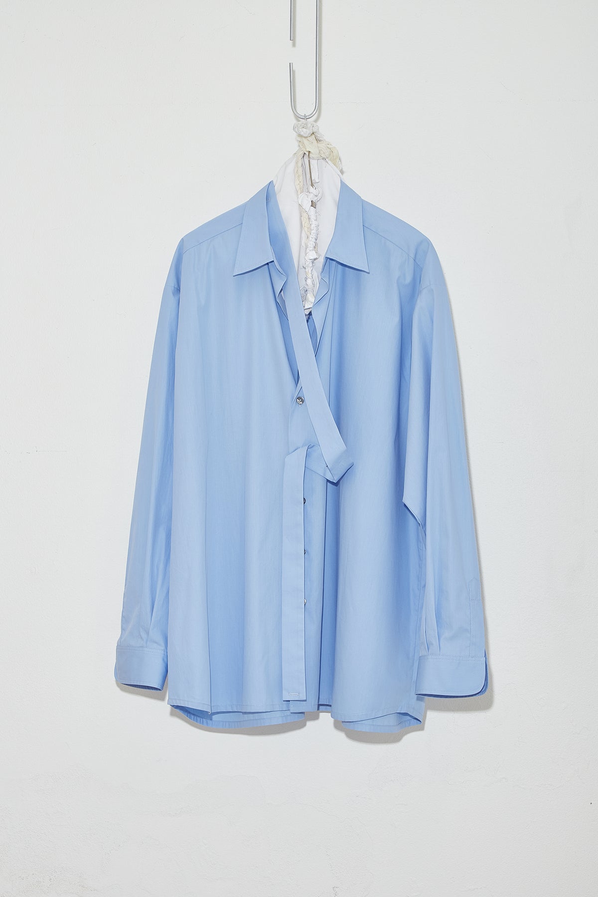 Oversized Collared Shirt with tie Blue