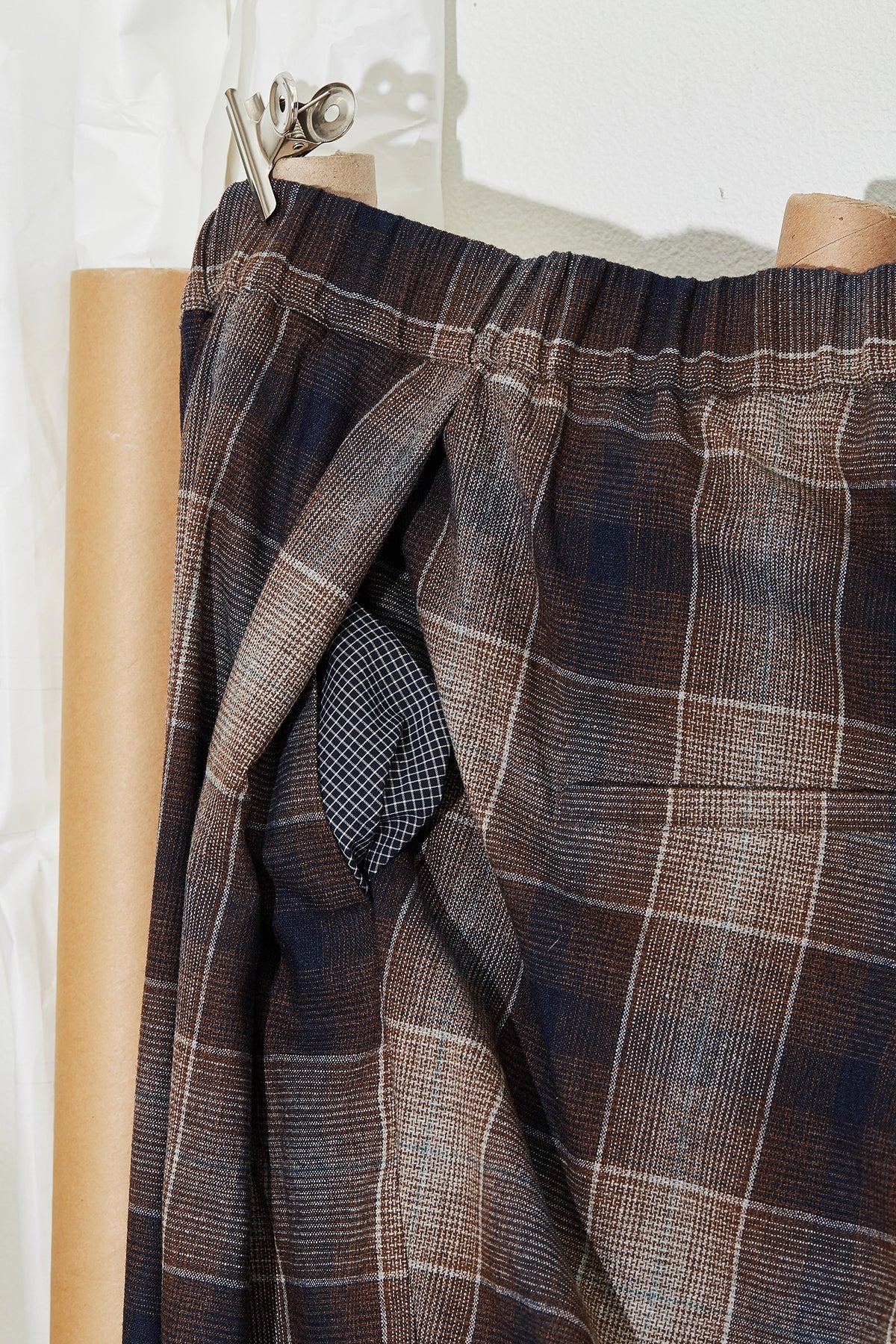 Pleated Wide Leg Pants Plaid