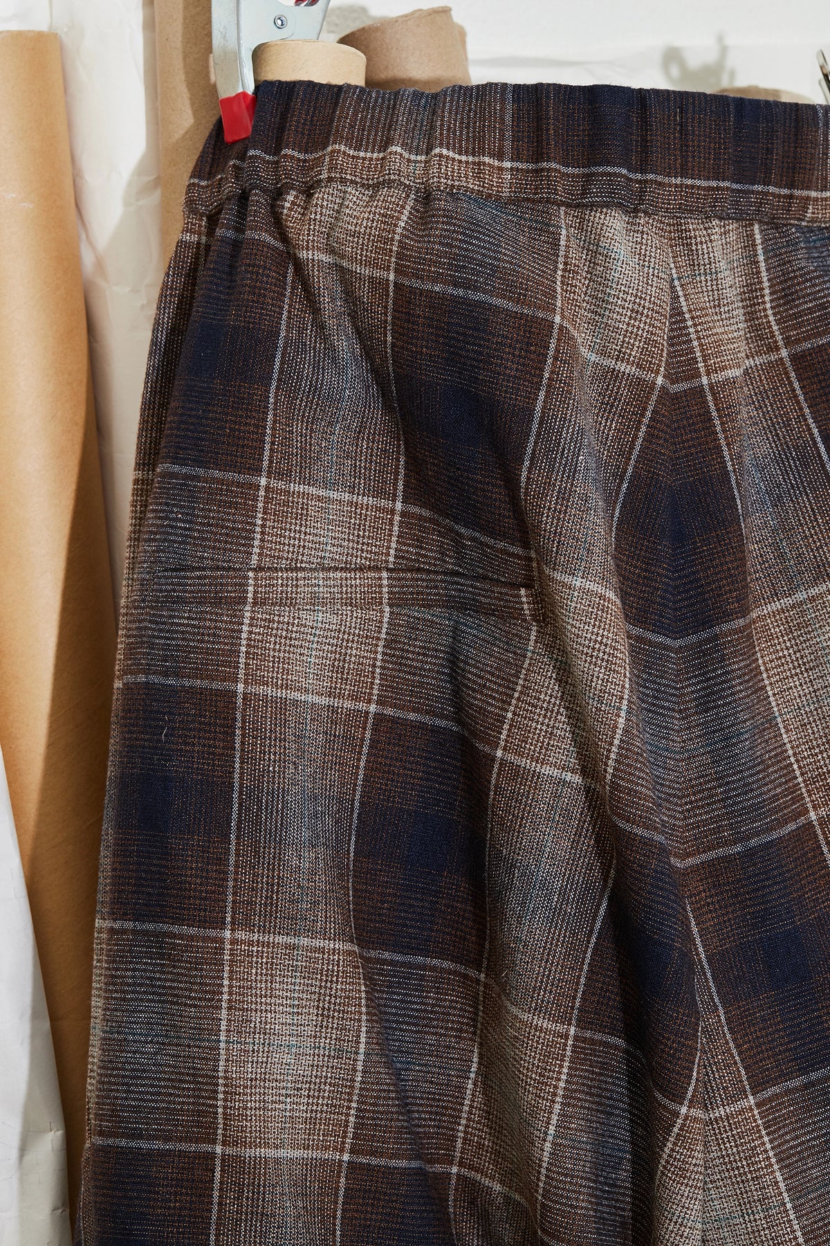Pleated Wide Leg Pants Plaid