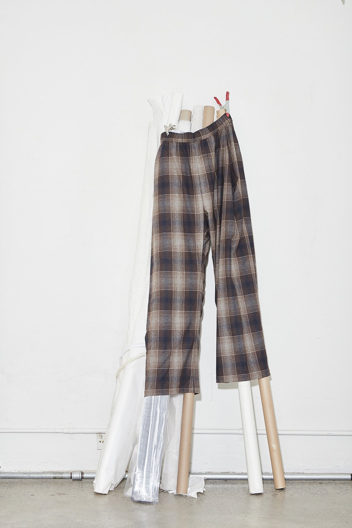 Pleated Wide Leg Pants Plaid