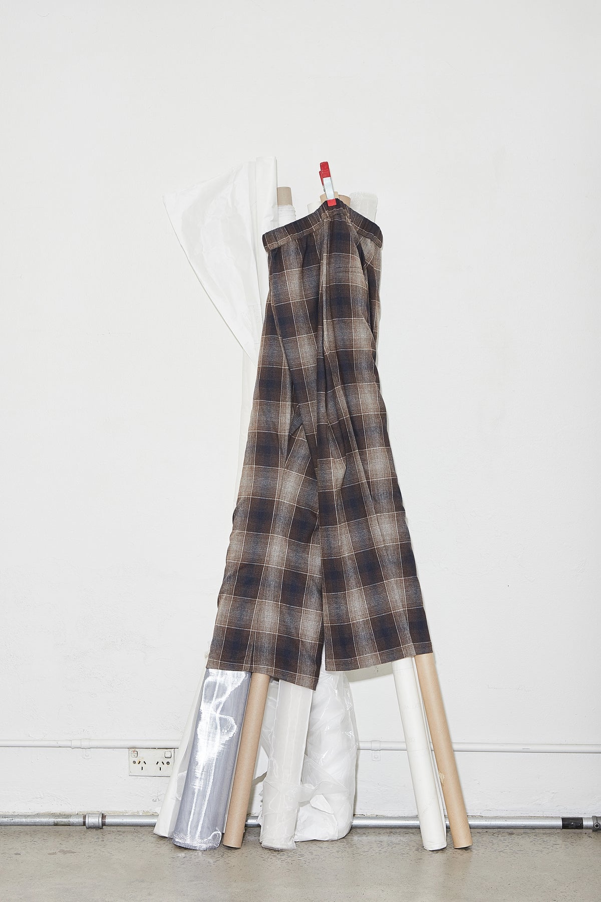 Pleated Wide Leg Pants Plaid